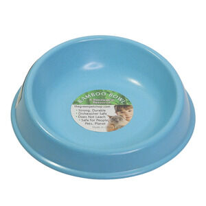 The Green Pet Shop Blue Colored Round Cat Bamboo Water Bowl 5.5 x 7 x 1.5